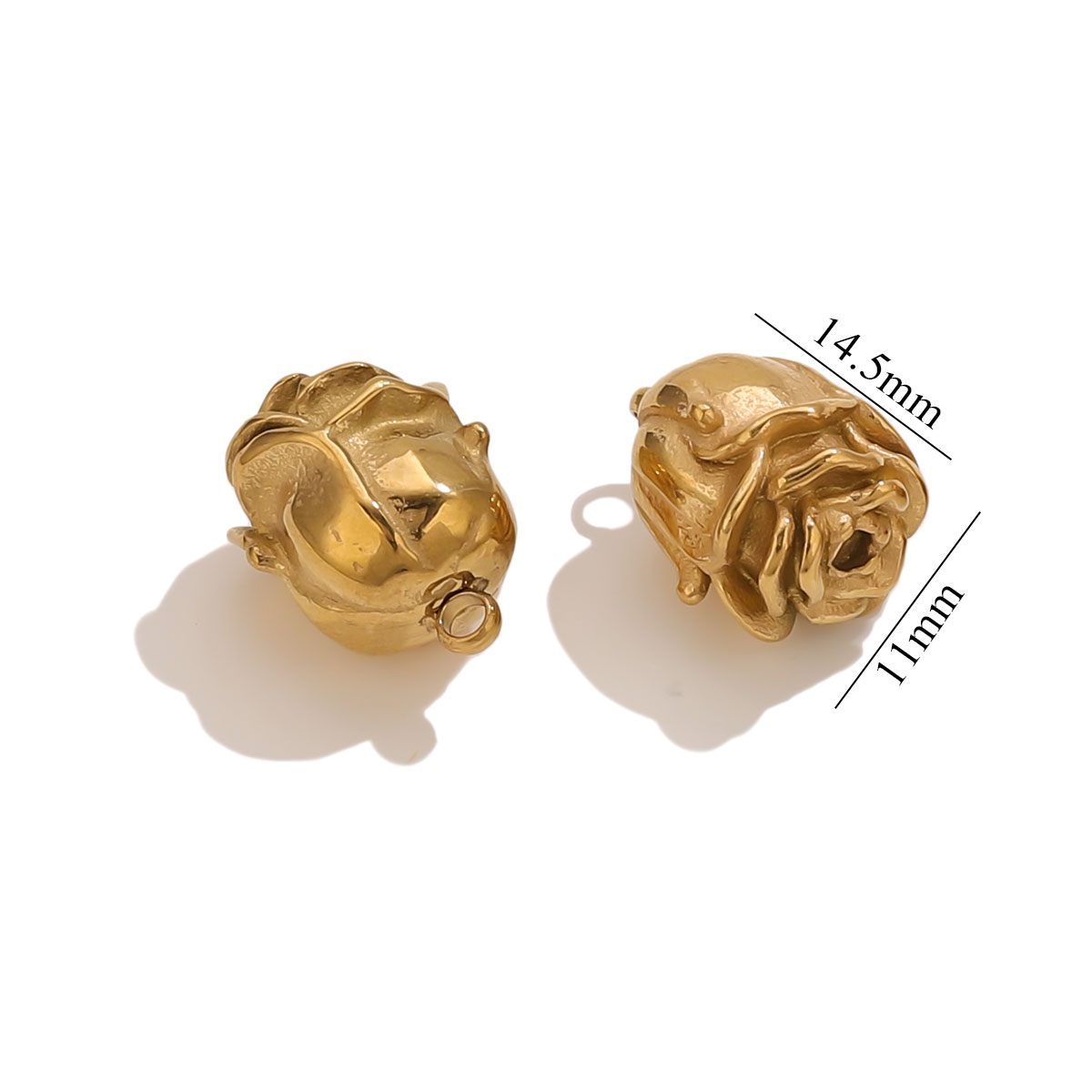 Rose Gold Bracelet - 3pcs Stainless Steel Gold-Plated Rose Charm
