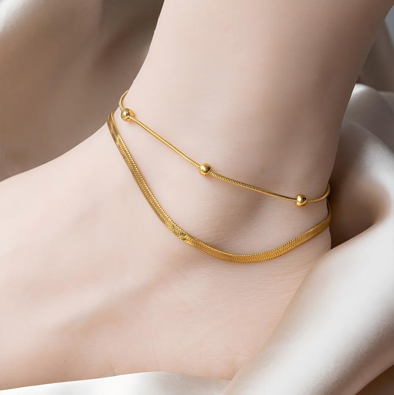 Jc Jewelry & Watches Photos - Double-layer Gold Color Anklet for Women,