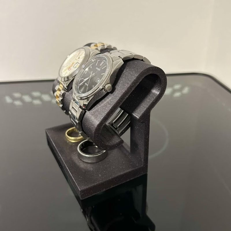 Jewels On Watches - Dual Watch Jewelry Display Stand,Brushed Tabletop