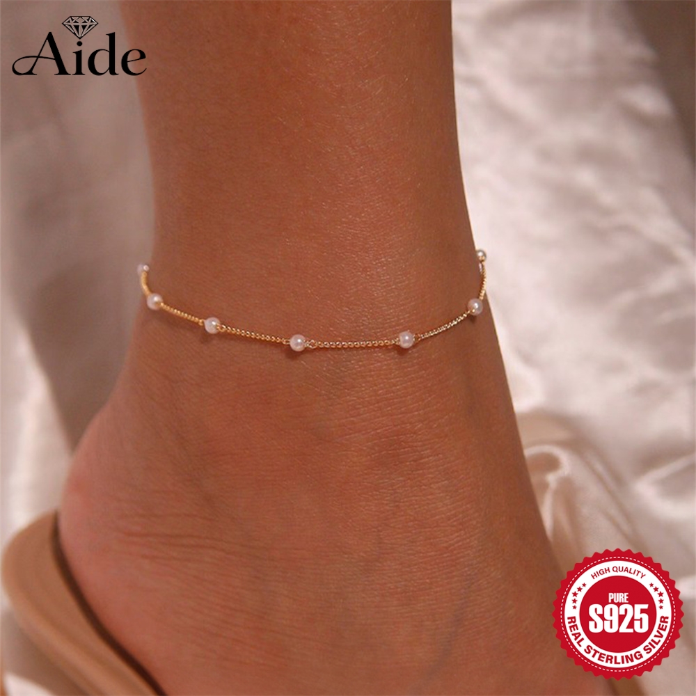 AIDE 925 Sterling Silver Pearl - Anklet Foot Chain review and price
