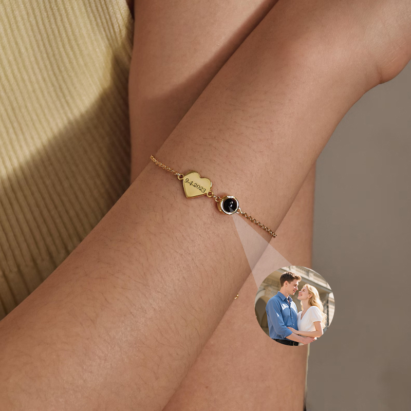 Custom Name Bracelet with Phot - Rose Gold Bracelet review and price