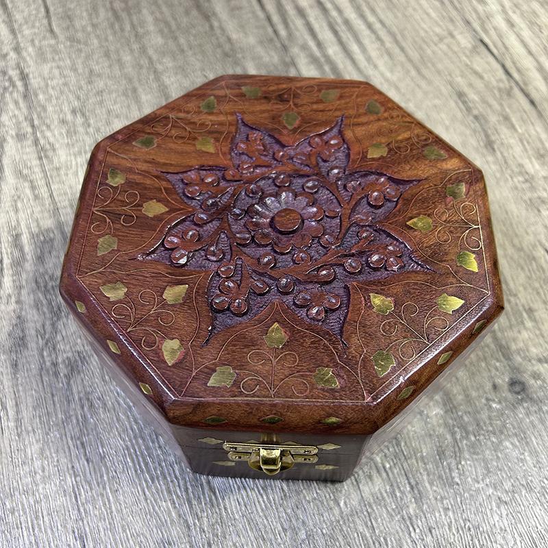 Hand Carved Octagonal Wooden B - Indian Jewelry Watches review and price