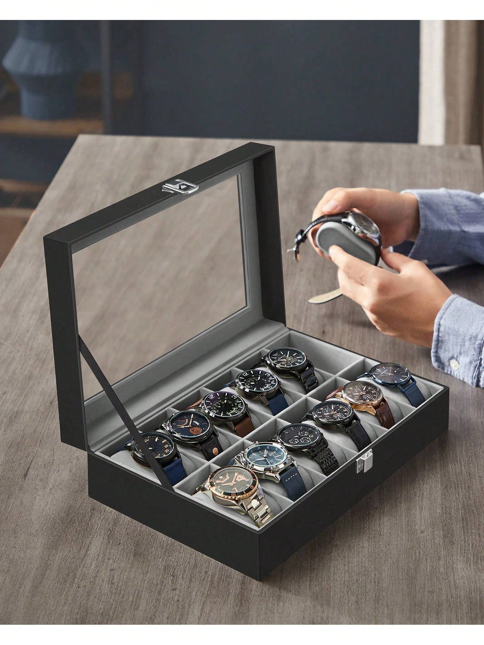 12-Slot Lockable Watch Box wit - Jewels On Watches review and price