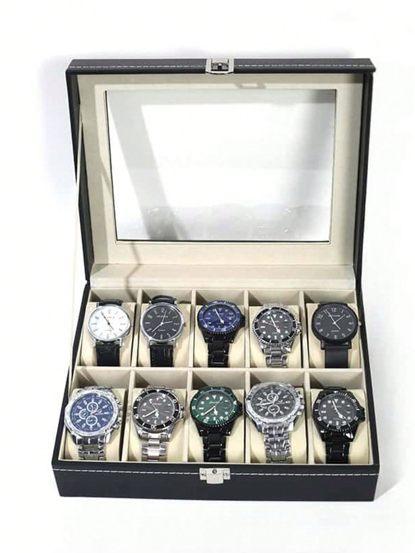 Leather Watch Box with Lock, L - Jewels On Watches review and price