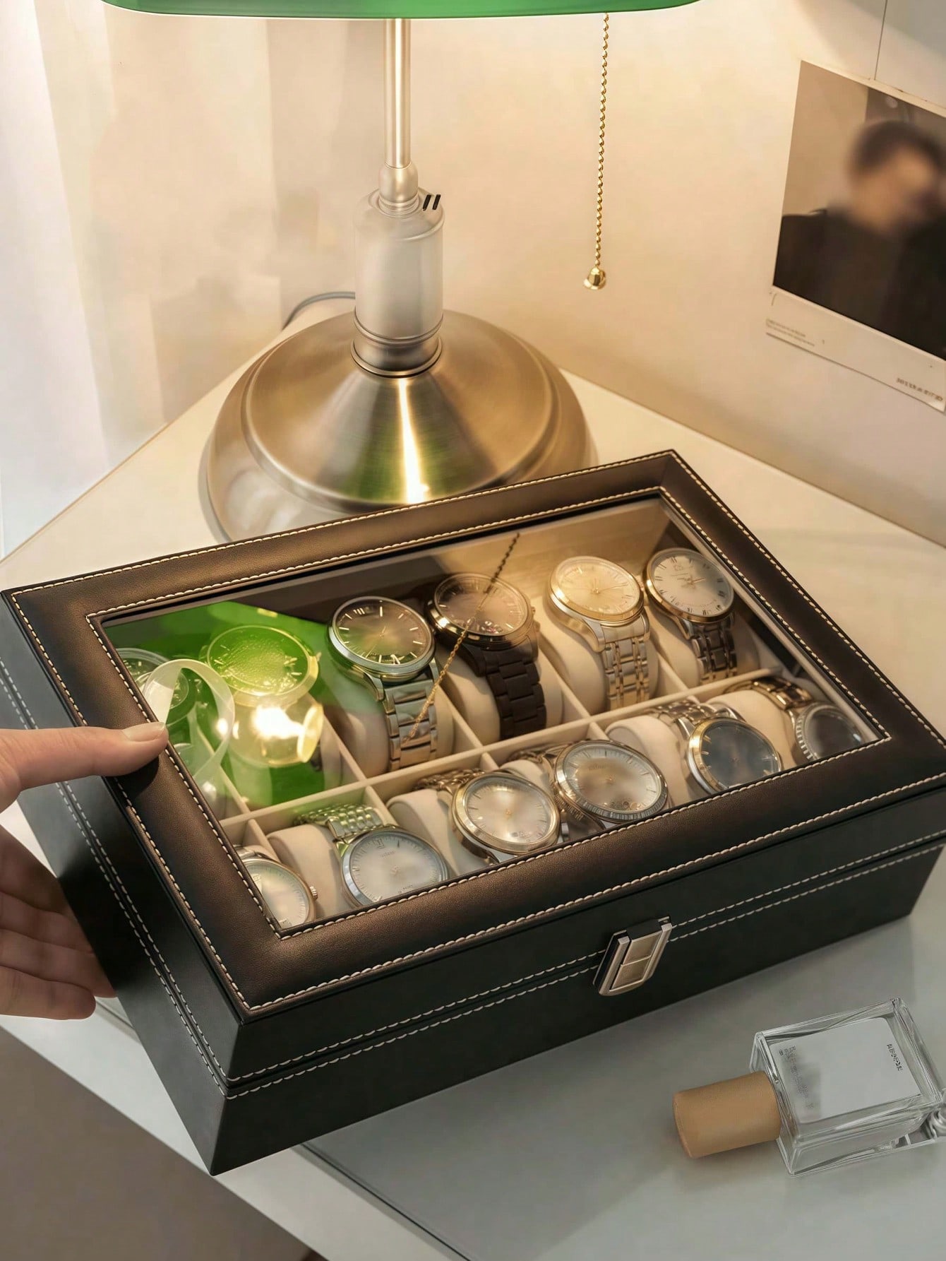 Leather Watch Box with Lock, L - Jewels On Watches review and price