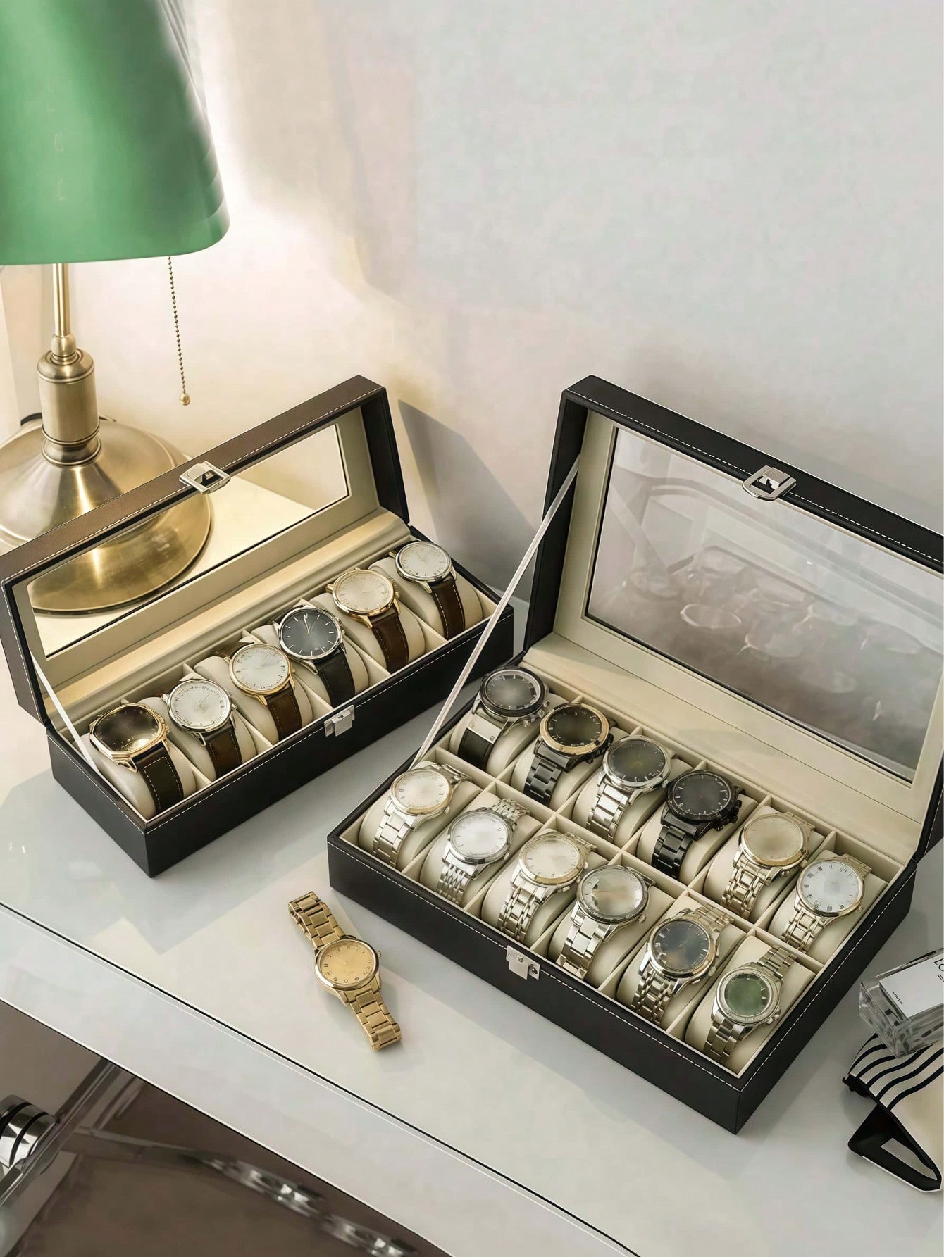 Leather Watch Box with Lock, L - Jewels On Watches review and price