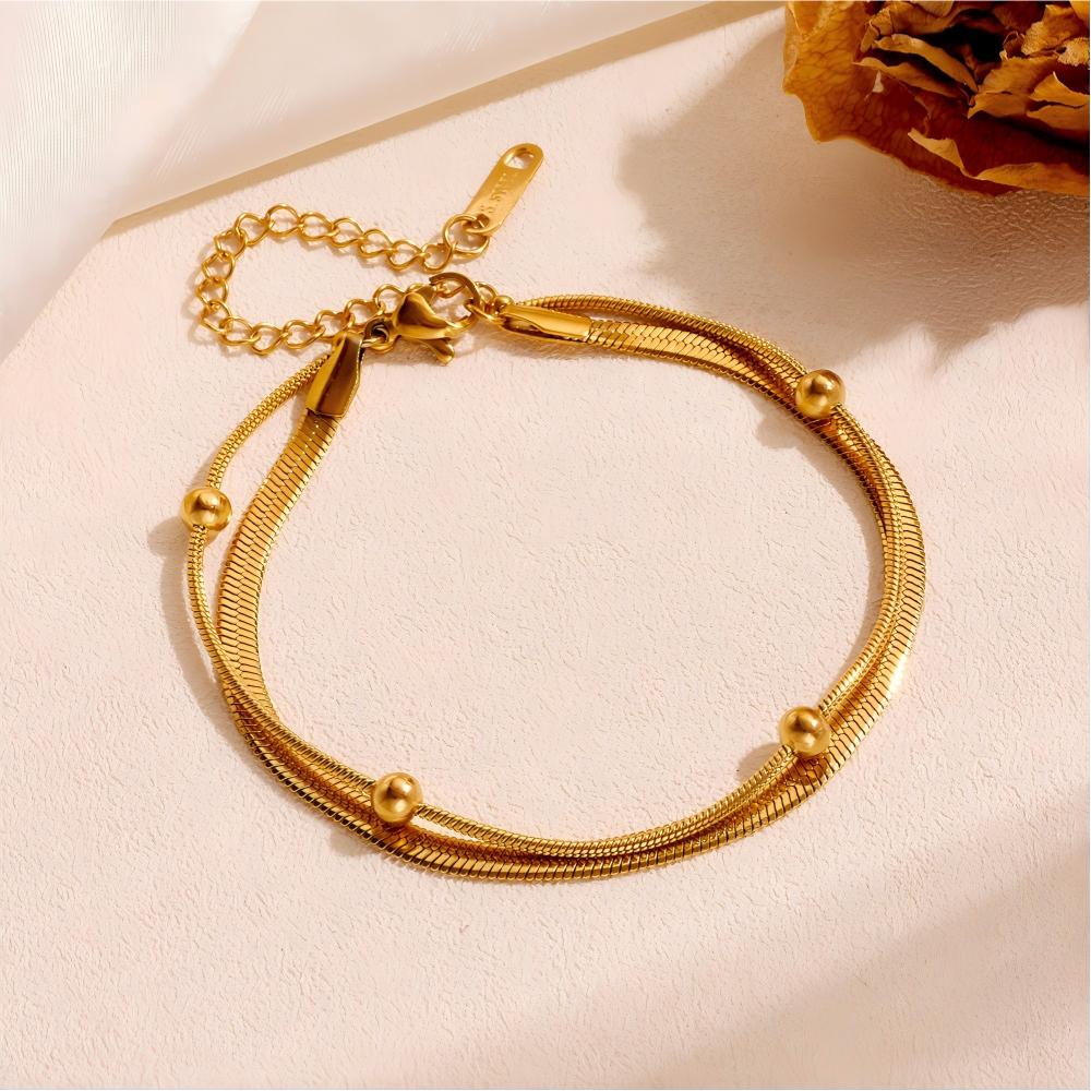 Double-layer Gold Color Anklet - Jc Jewelry & Watches Photos review and price