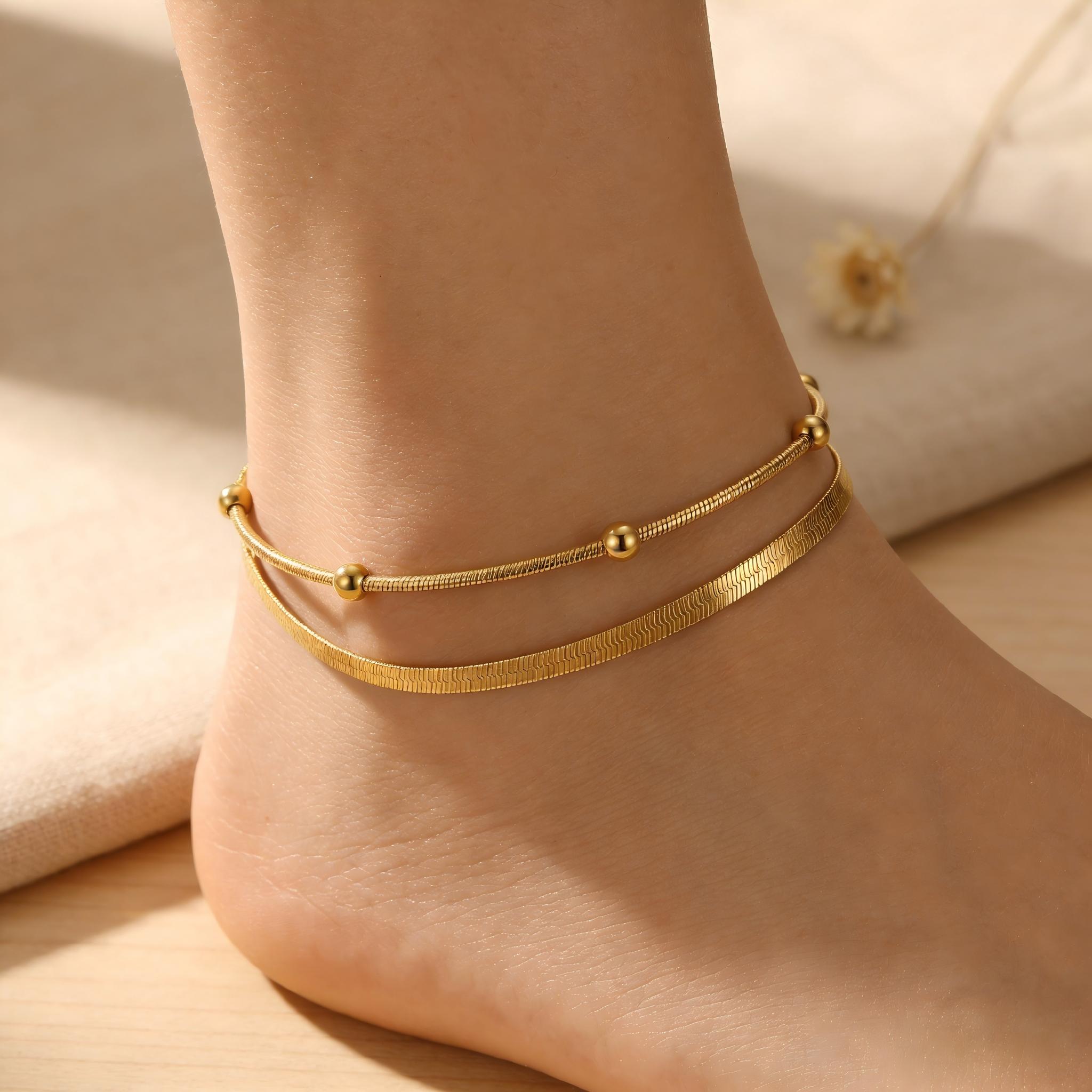 Double-layer Gold Color Anklet - Jc Jewelry & Watches Photos review and price