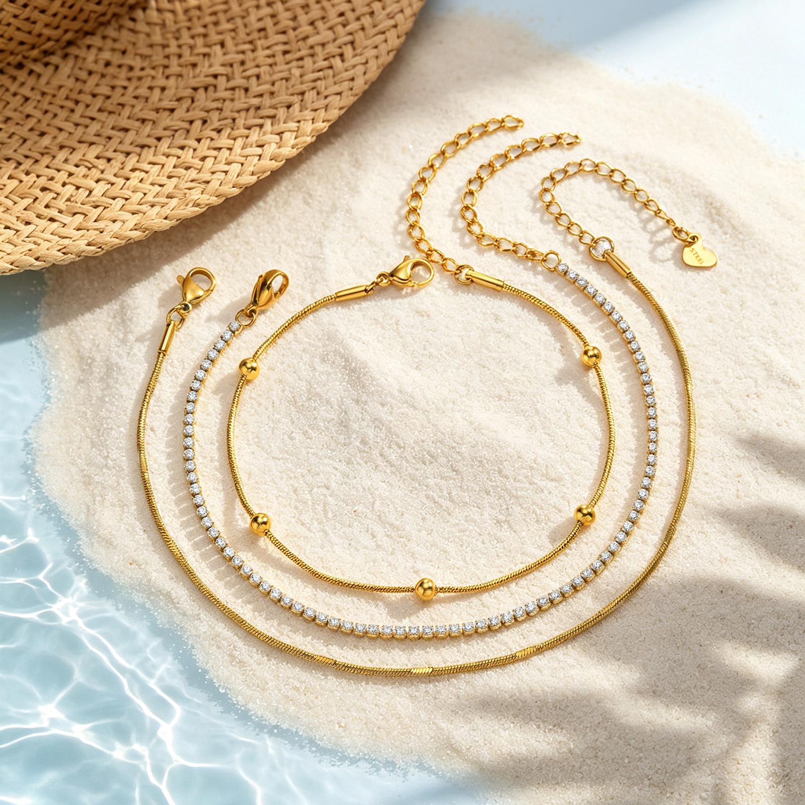3Pcs Set Anklet Snake Chain An - Jc Jewelry & Watches Photos review and price
